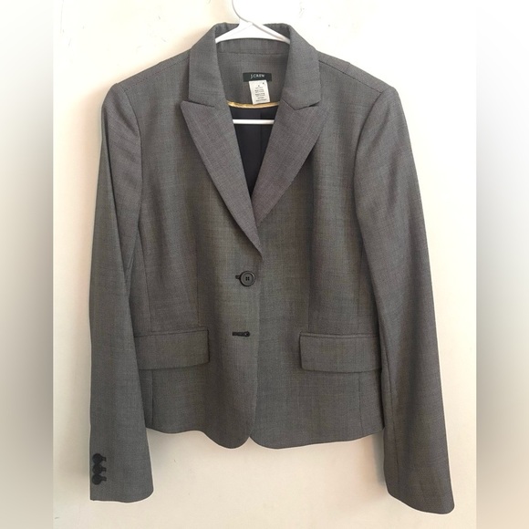 J.Crew Blazer Women's Gray Wool Size 8 2-Button Classic Work Career Jacket - Picture 1 of 5